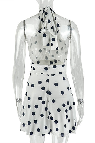 Polka Dot High Neck Casual Dress