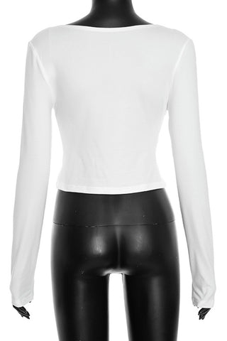 V-Neck Long Sleeve Peplum Blouse