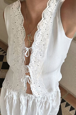 Lace-Up Eyelet Tank Top