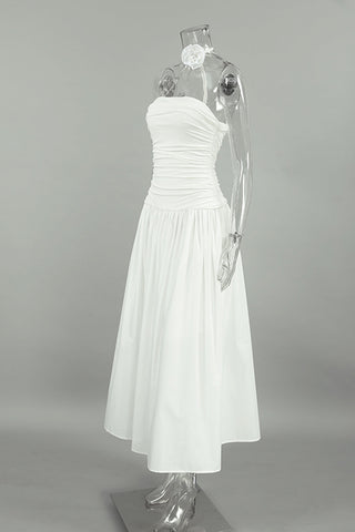 Strapless Ruched Casual Dress