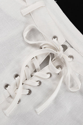 Lace-Up Pants Set with Collared Top