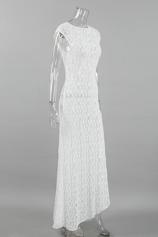 Cap-Sleeve Lace Maxi Dress