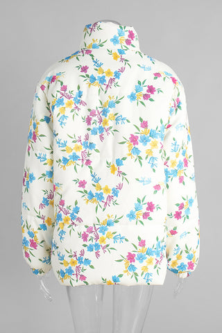 Floral Pattern Puffer Jacket