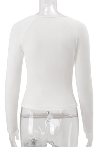 Elegant Long-Sleeve Blouse with Metal Accent