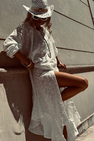 Eyelet Long Casual Dress