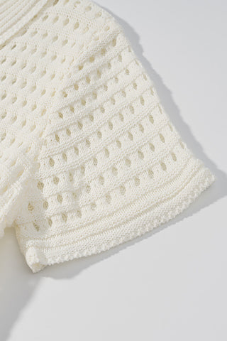 Fringe-Trimmed Skirt Set with Button Top