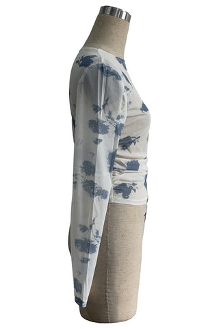 Long Sleeve Tie-Dye Mesh Top