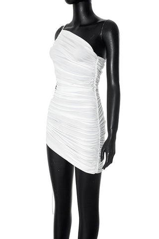 One-Shoulder Ruched Casual Dress