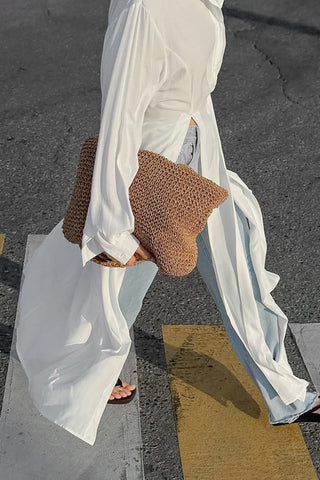 Longline Button-Up Shirt Blouse