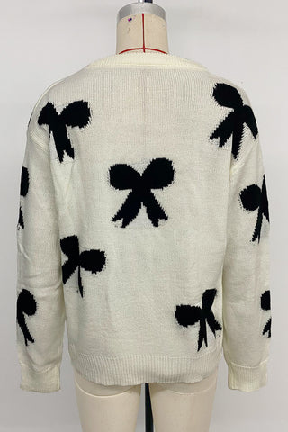 Bow-Pattern Knit Sweater
