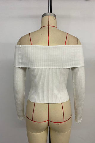 Off-Shoulder Ribbed Knit Top