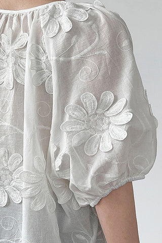 Floral Detail Tie-Front Top