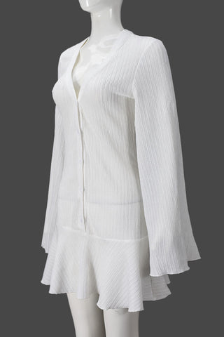 Button-Front Casual Dress with Flared Hem