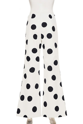Chic Polka Dot Flare Casual Pants