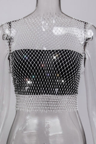 Sparkling Rhinestone Mesh Tank Top