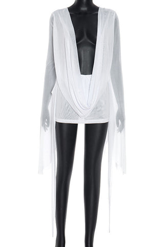 Draped Deep V-Neck Casual Dress