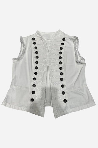 Button-Detail Frayed Vest