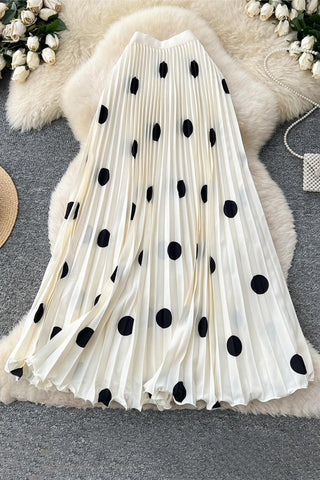 Polka Dot Pleated Skirt