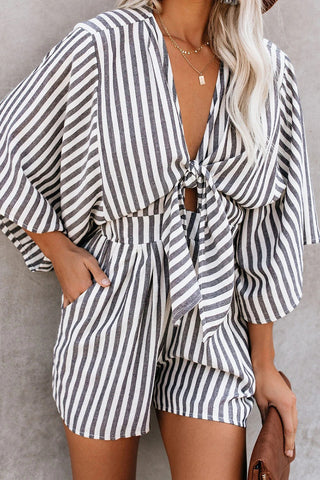 Tie-Front Patterned Romper