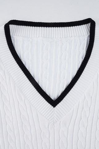 V-Neck Cable Knit Sweater