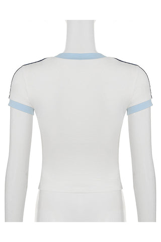 Graphic V-Neck Cropped T-Shirt