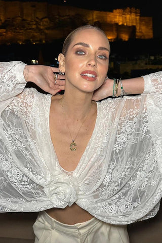 Floral Lace Drape Blouse