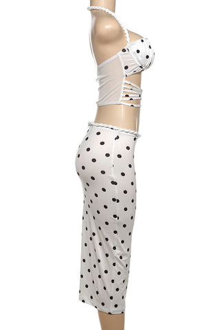 Polka Dot Halter Skirt Set