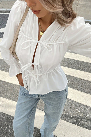 Tie-Front Peplum Blouse