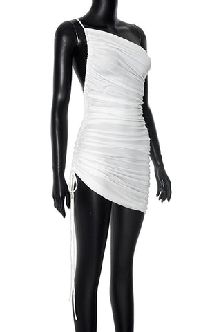 One-Shoulder Ruched Casual Dress