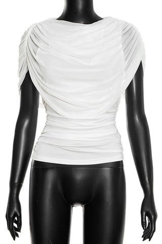 Draped Cowl-Neck Blouse
