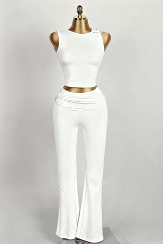 Ruched Sleeveless Top and Pants Set