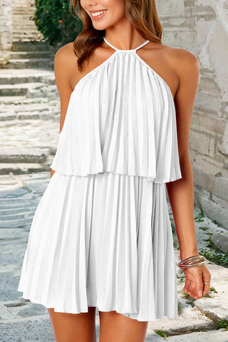 Halter Neck Pleated Casual Dress