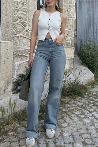 Button-Front Tank Top