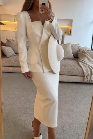 Elegant Double-Breasted Skirt Set