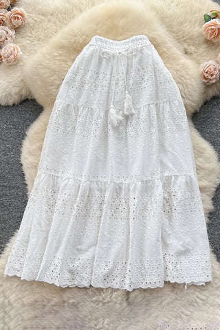 Tiered Lace Midi Skirt