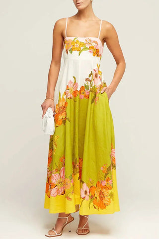 Tropical Print Flowy Casual Dress