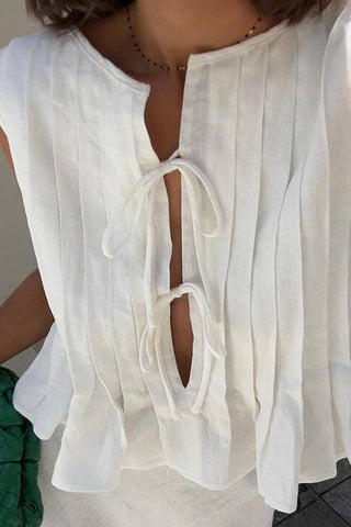 Tie-Front Pleated Tank Top