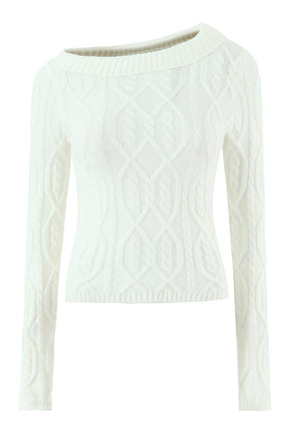 Off-Shoulder Cable Knit Sweater