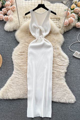 Knot Front Ribbed Dress