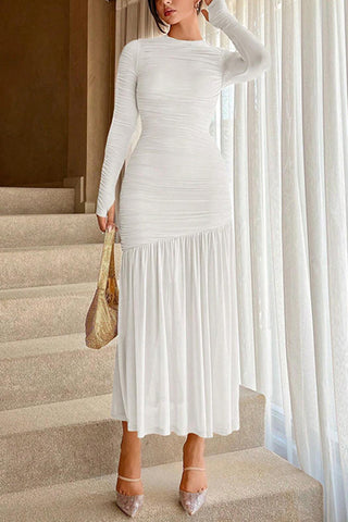 Elegant Ruched Casual Midi Dress