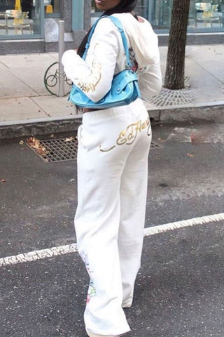 Skull Embroidered Casual Tracksuit Set