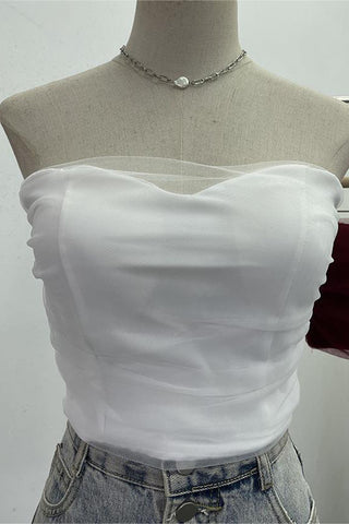 Strapless Mesh Layered Tank