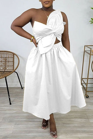 One-Shoulder Casual Midi Dress