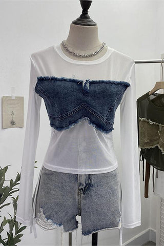 Distressed Layered Mesh T-Shirt