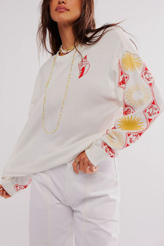 Patterned Sleeve Oversized Tunic