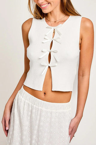 Lace-Up Ribbed Tank Top