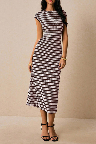 Striped Casual Midi Dress