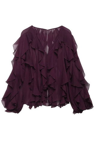 Ruffle-Front Blouse with Flowing Detail