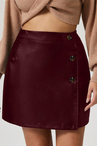 Button-Detail Mini Skirt