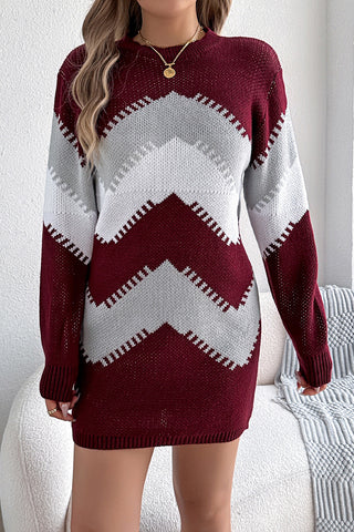 Chevron Pattern Knit Dress